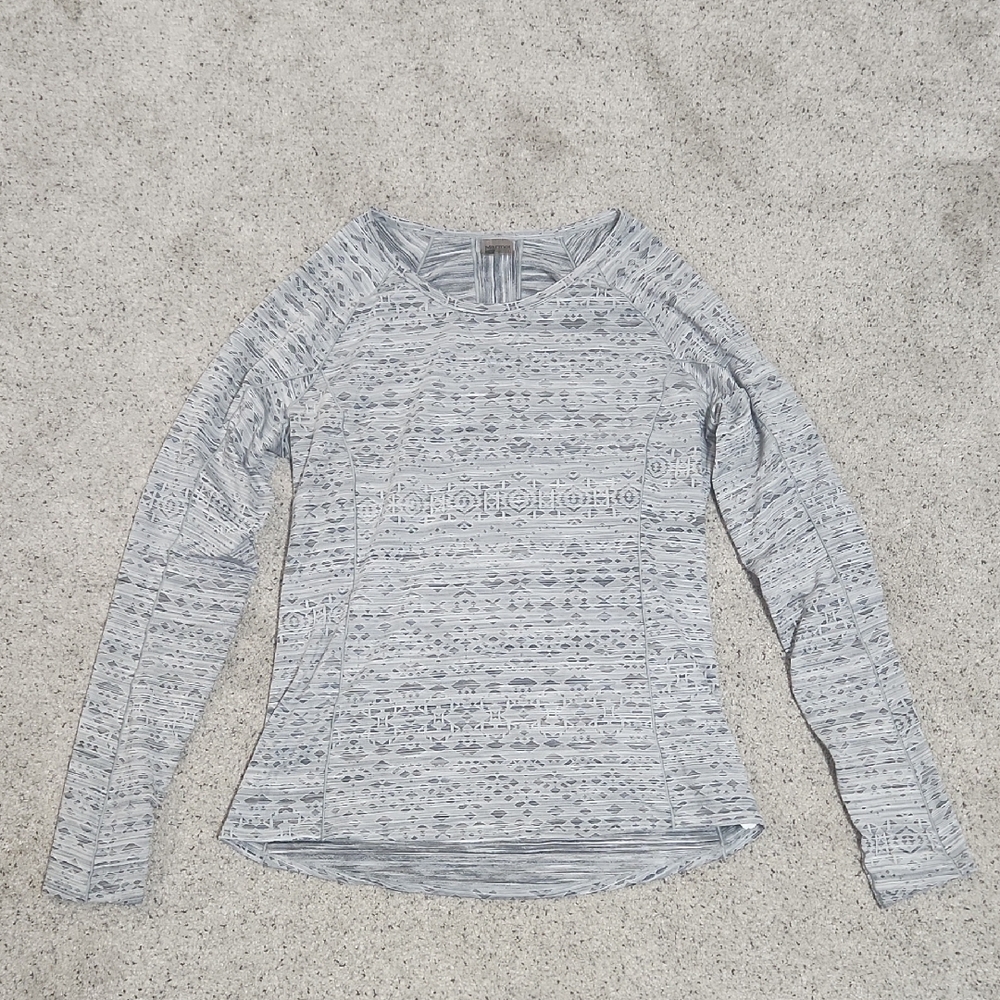 Marmot Women's Grey Printed Aztec Running Top Base Layer Size Large
